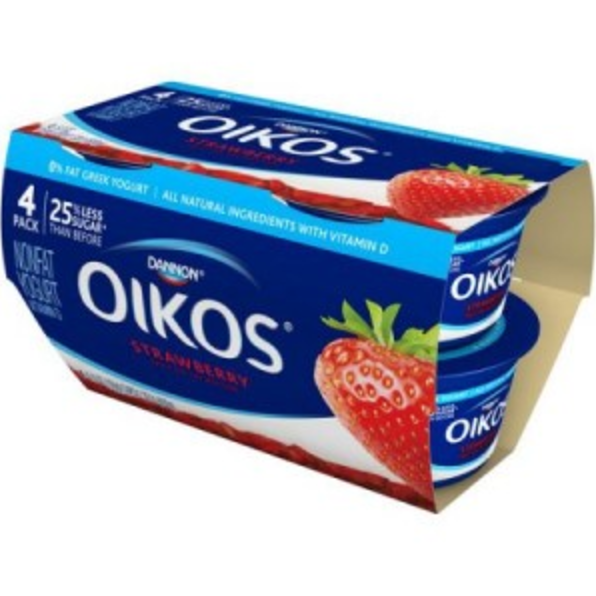 Oikos Fruit On the Bottom Greek Yogurt, Strawberry, 5.3 oz, 4 ct La